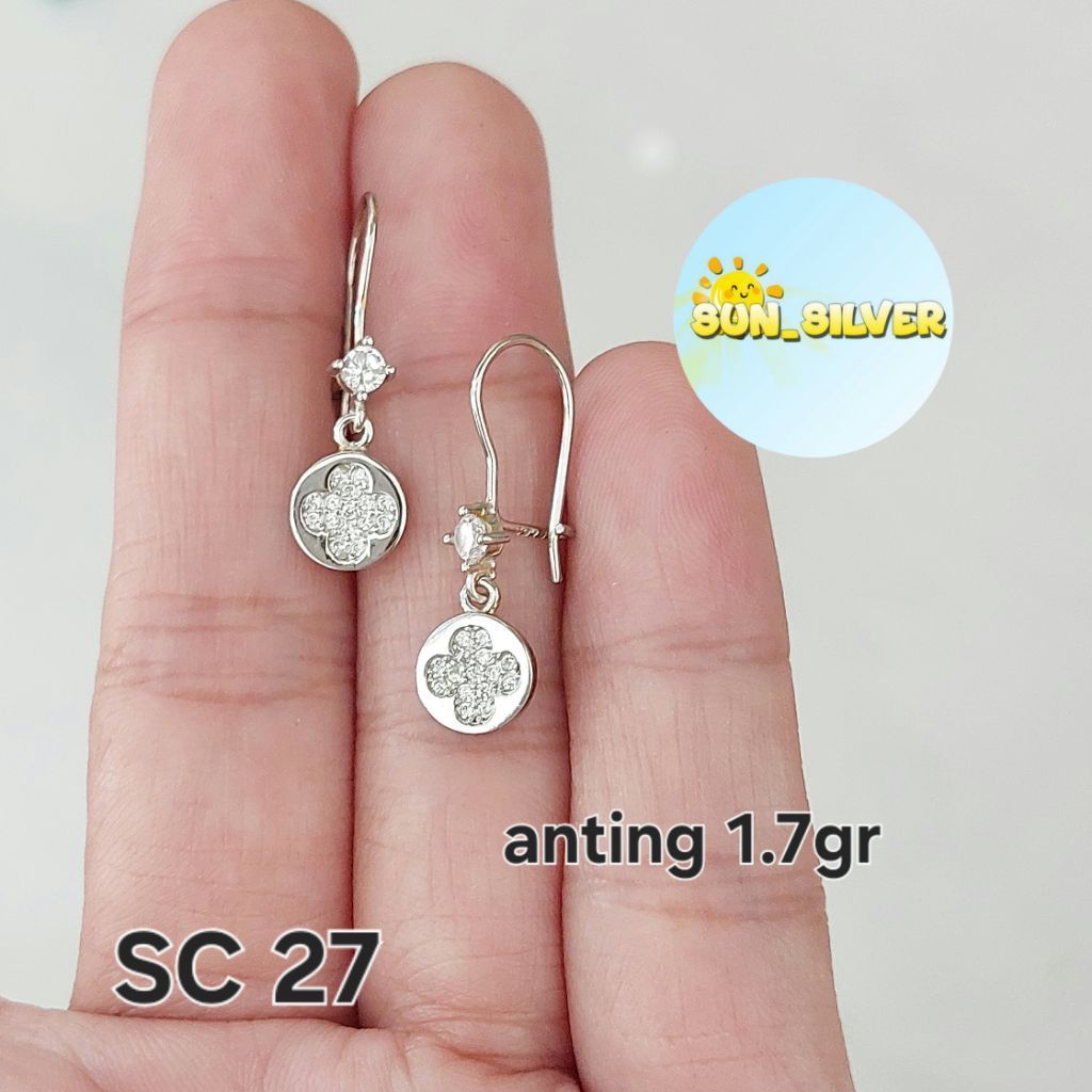 Anting kait bulat perak 925 lapis mas putih SC 27