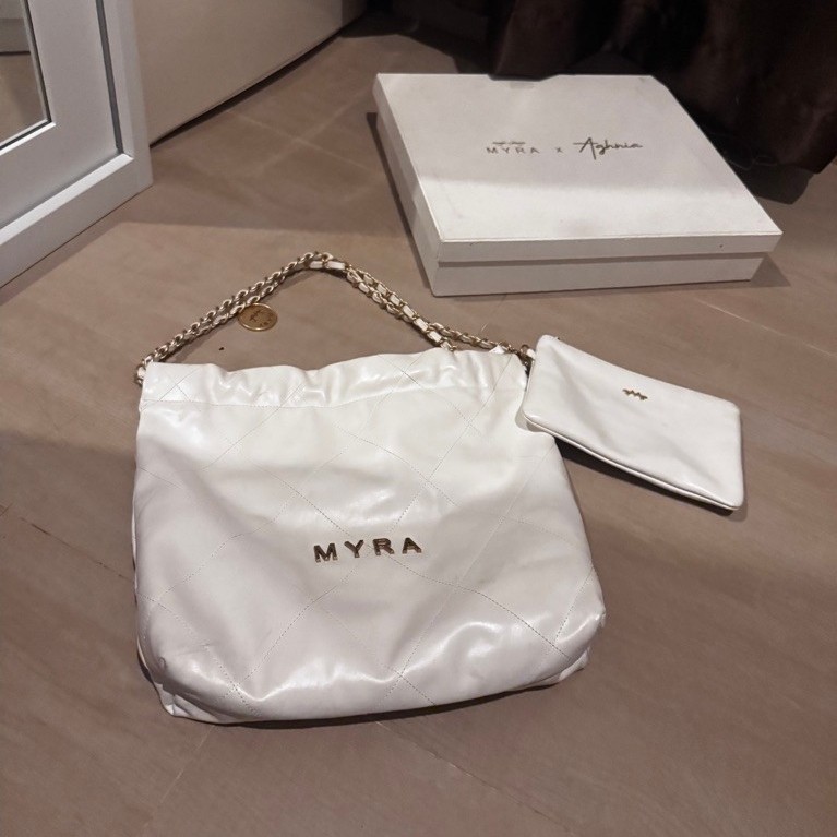 iwearmyra x aghnia rue bag white ala chanel 22 real leather