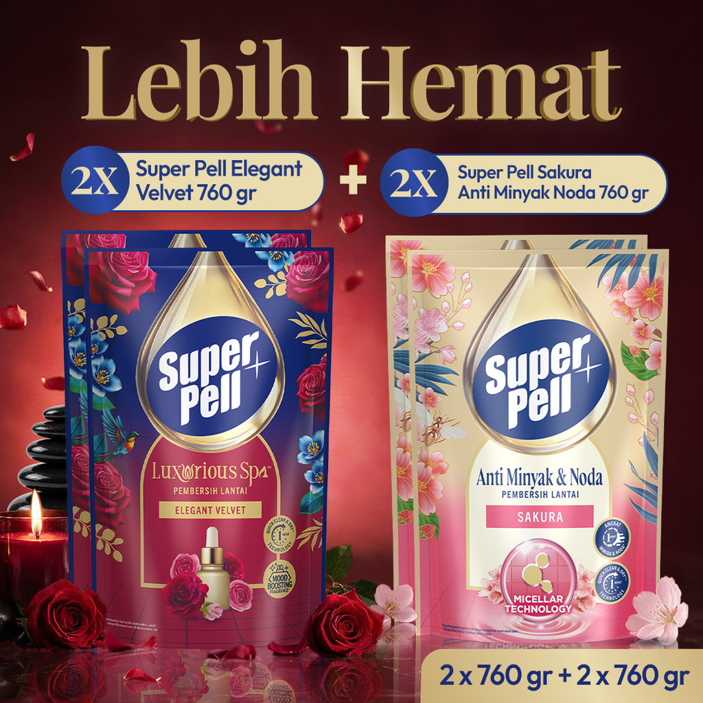 WANGI SPA UNTUK LANTAI RUMAHMU - SuperPell Luxurious Spa Elegant Velvet 760gr x 2 + Anti Minyak & No