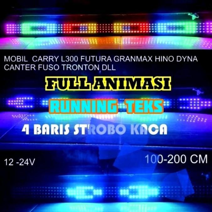 PREMIUM 1Set Strobo Kaca Mobil Running Text 4Baris 65 Mode 12Volt / 24Volt  Car