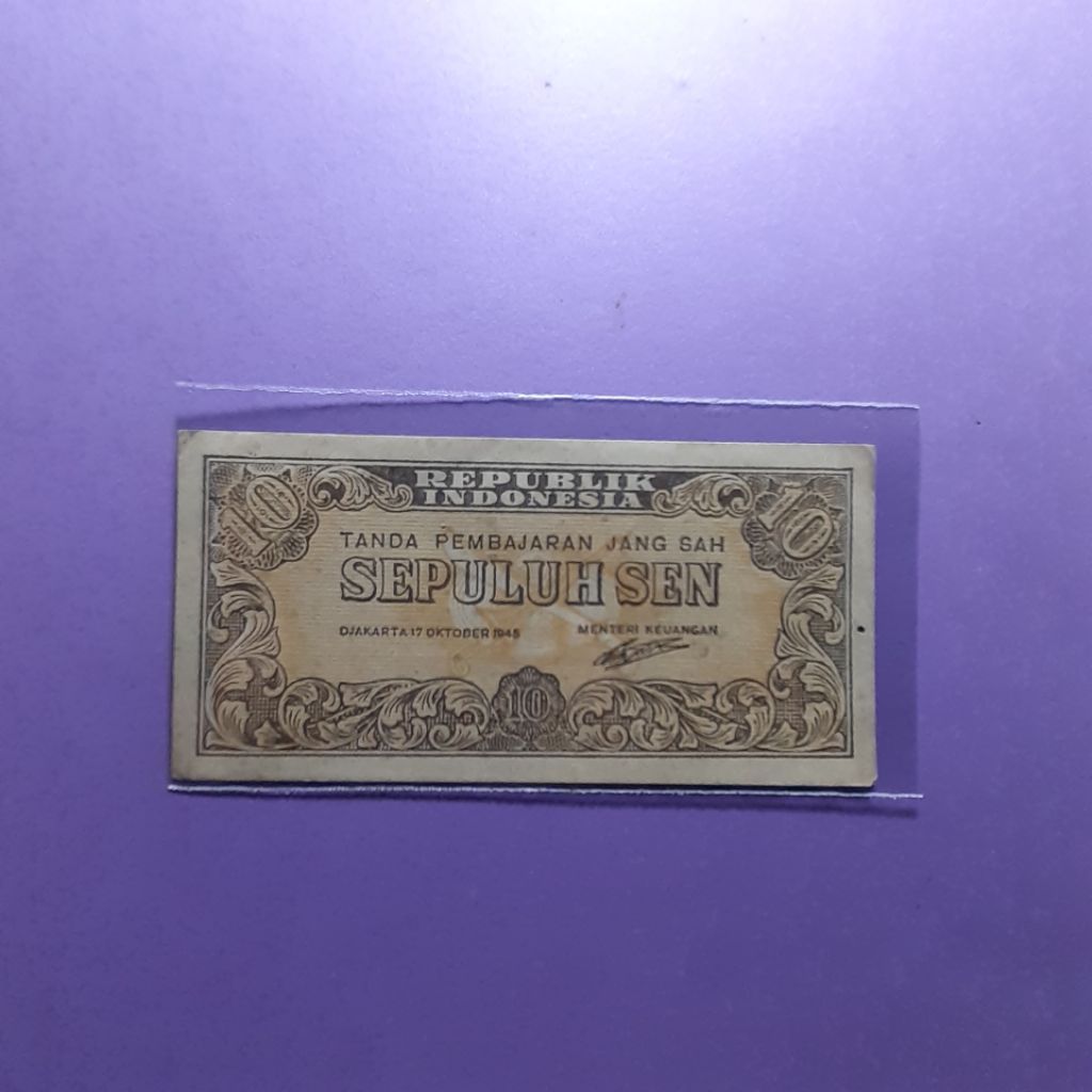 Uang 10 sen seri ori 1945