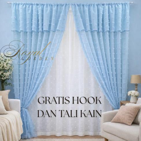 NAMI Korden Vitrase Ruby Kombinasi Warna biru langit bnyak pilihan warna 140cm |  Cantik & Jatuh