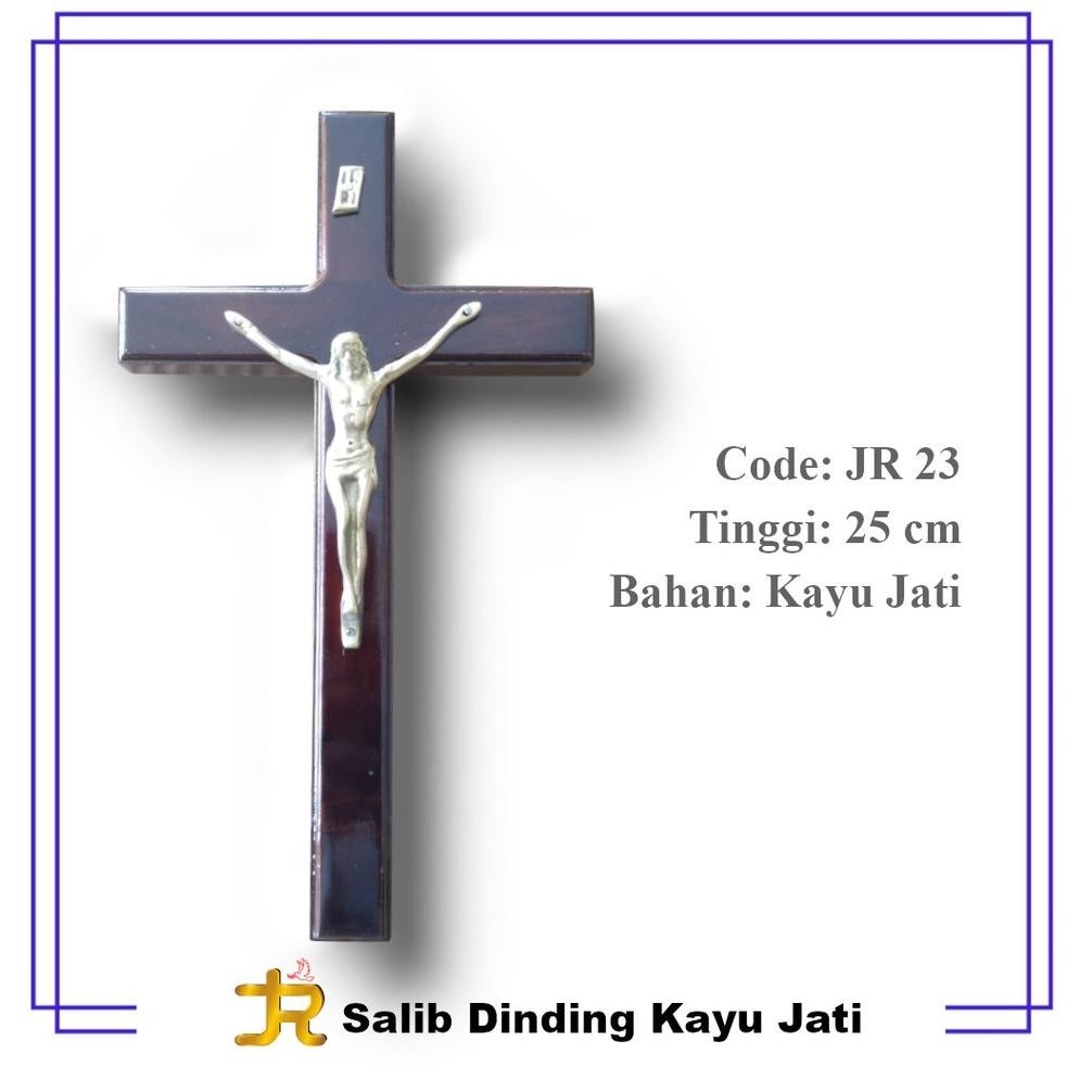 Salib Dinding Kayu Jati 25 cm/Salib Dinding Katolik/Hiasan Salib Dinding Katolik
