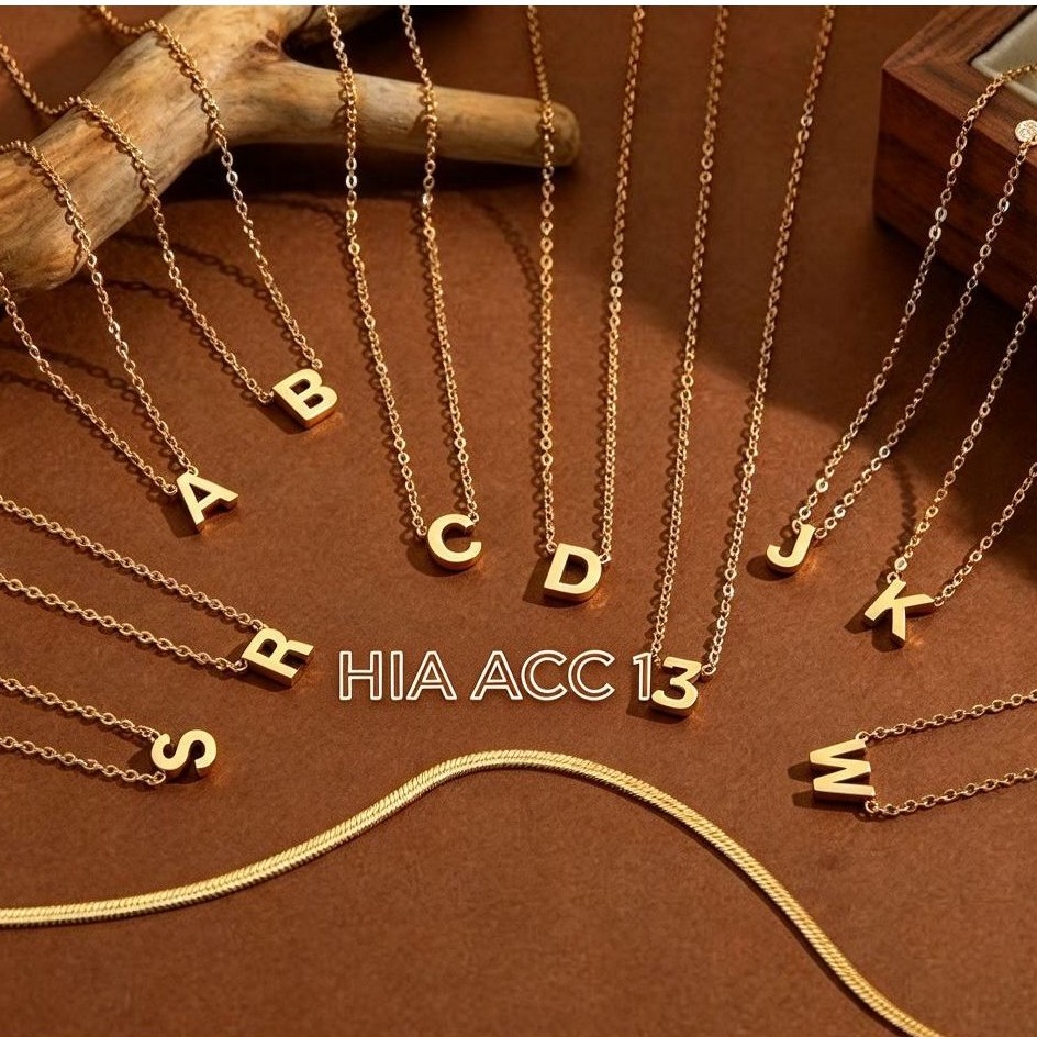 Kalung Nama Inisial Huruf Abjad Liontin - Kalung Huruf Titanium