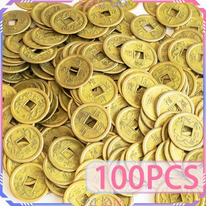 PARAADIZE Isi 100pcs Coin Cina Logam Koin Kuno Cina 1cm Koin Cina Kuno Koin Feng Shui Uang Koin Kuno