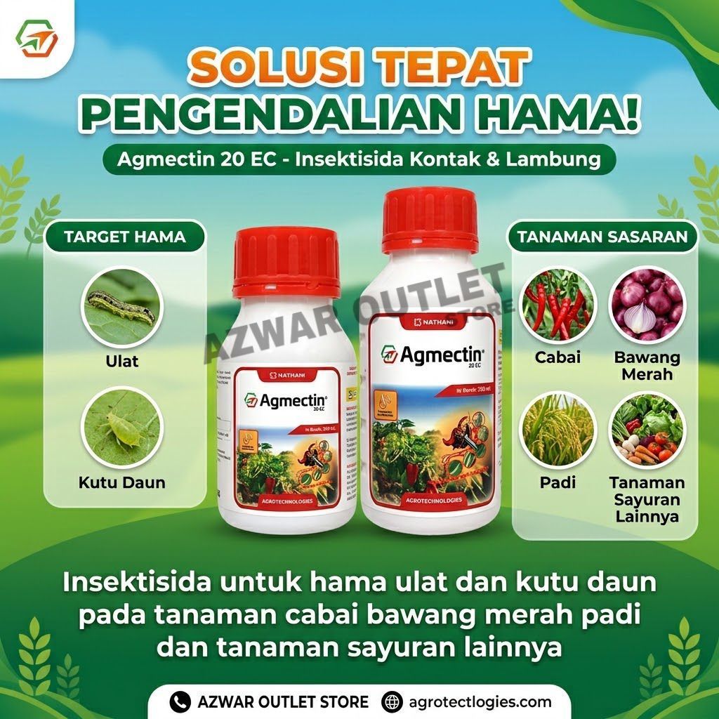 AGMECTIN 20EC | Insektisida Abamectin murni racun ulat dan kutu daun untuk tanaman bawang merah, pad