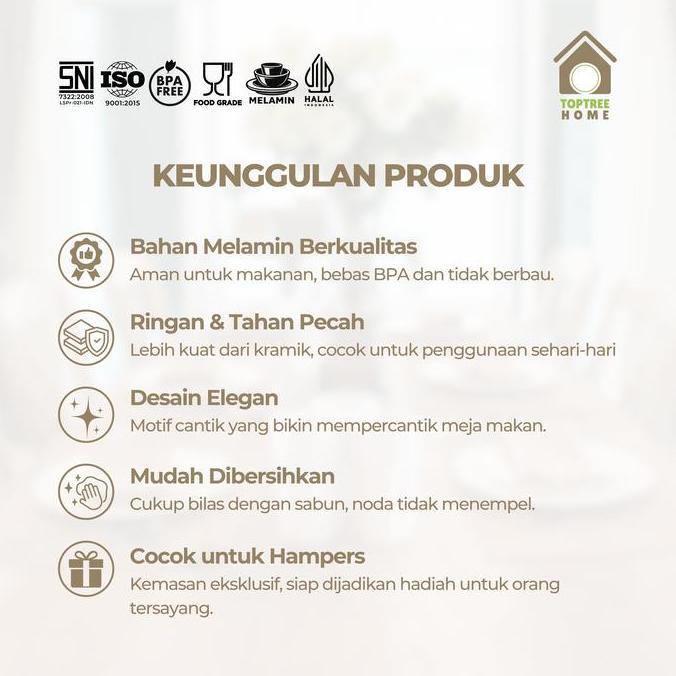 45asavakam - toptree piring melamin saji bentuk bulat motif anyaman bambu - piring saji melamin teba