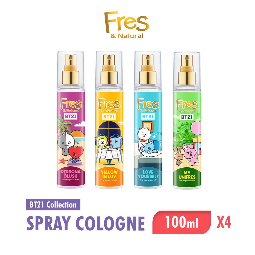 Fres & Natural Spray Cologne BT21 Botol 100ml x4