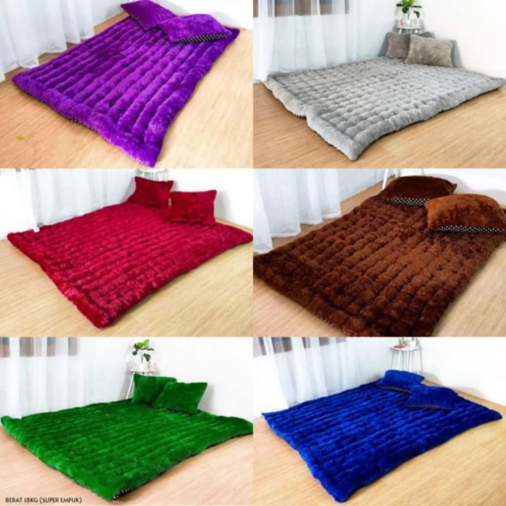 Kasur Lantai Bulu Rasfur Tebal Gratis Bantal