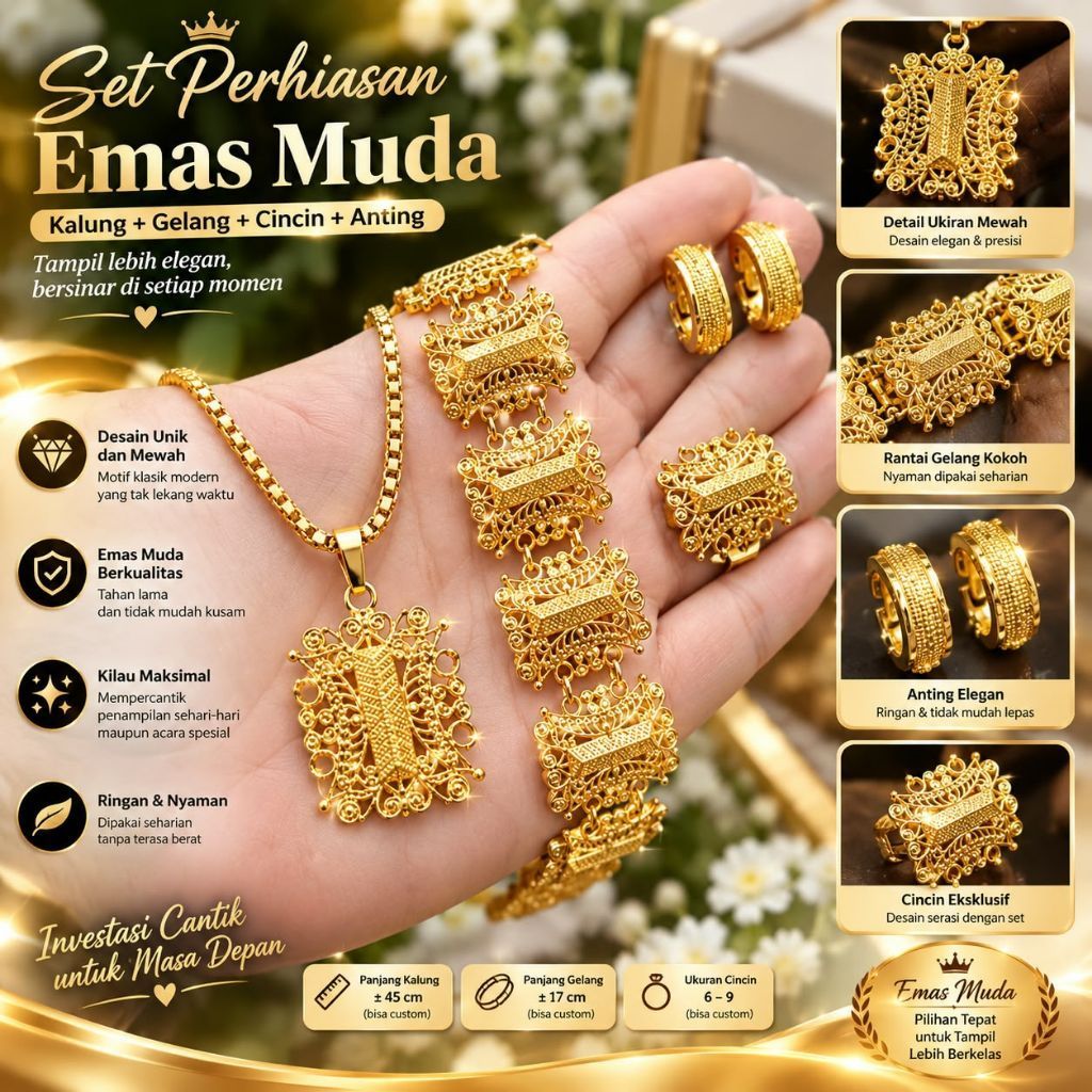 1 set perhiasan wanita lapis emas muda dapat surat dari tokoh