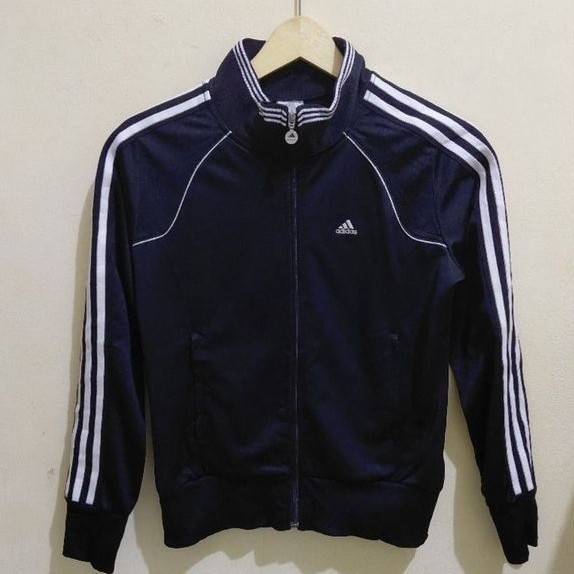 Adidas woman sport | jaket tracktop adidas climalite hitam putih size S