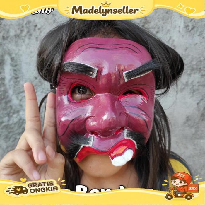 Topeng Bondres Bali/Topeng Kayu/Topeng Lucu/Topeng Bali Lucu/Topeng Bibir Miring/Topeng Unik Terlari