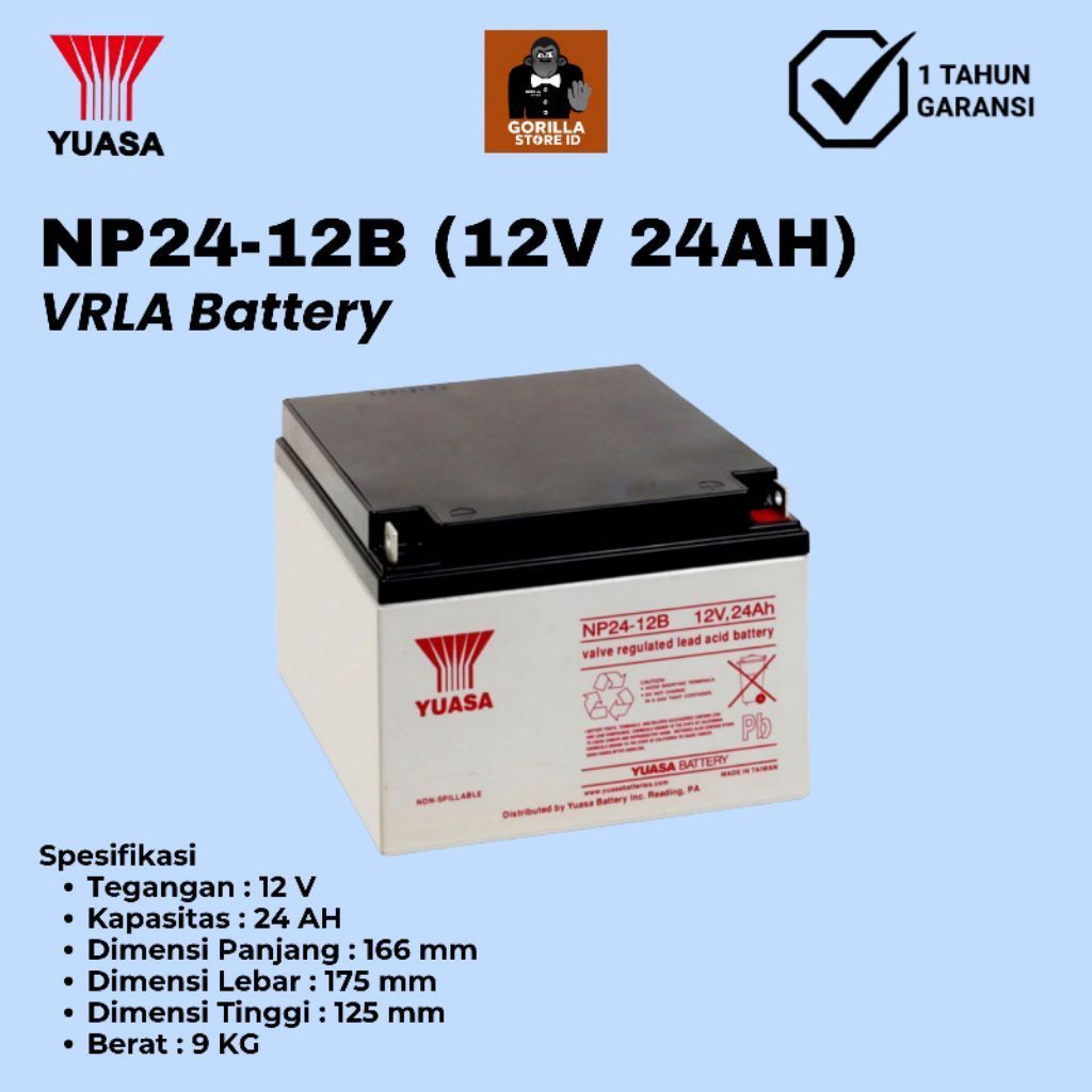 Baterai Aki VRLA YUASA 12V 24AH - NP24-12B