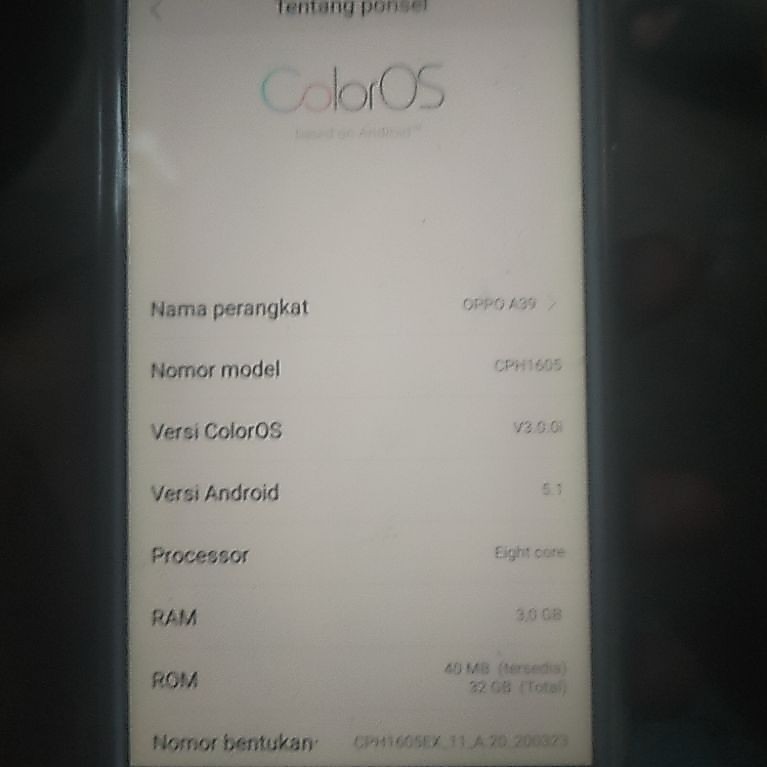 hp Oppo A39 Ram 3/32 second