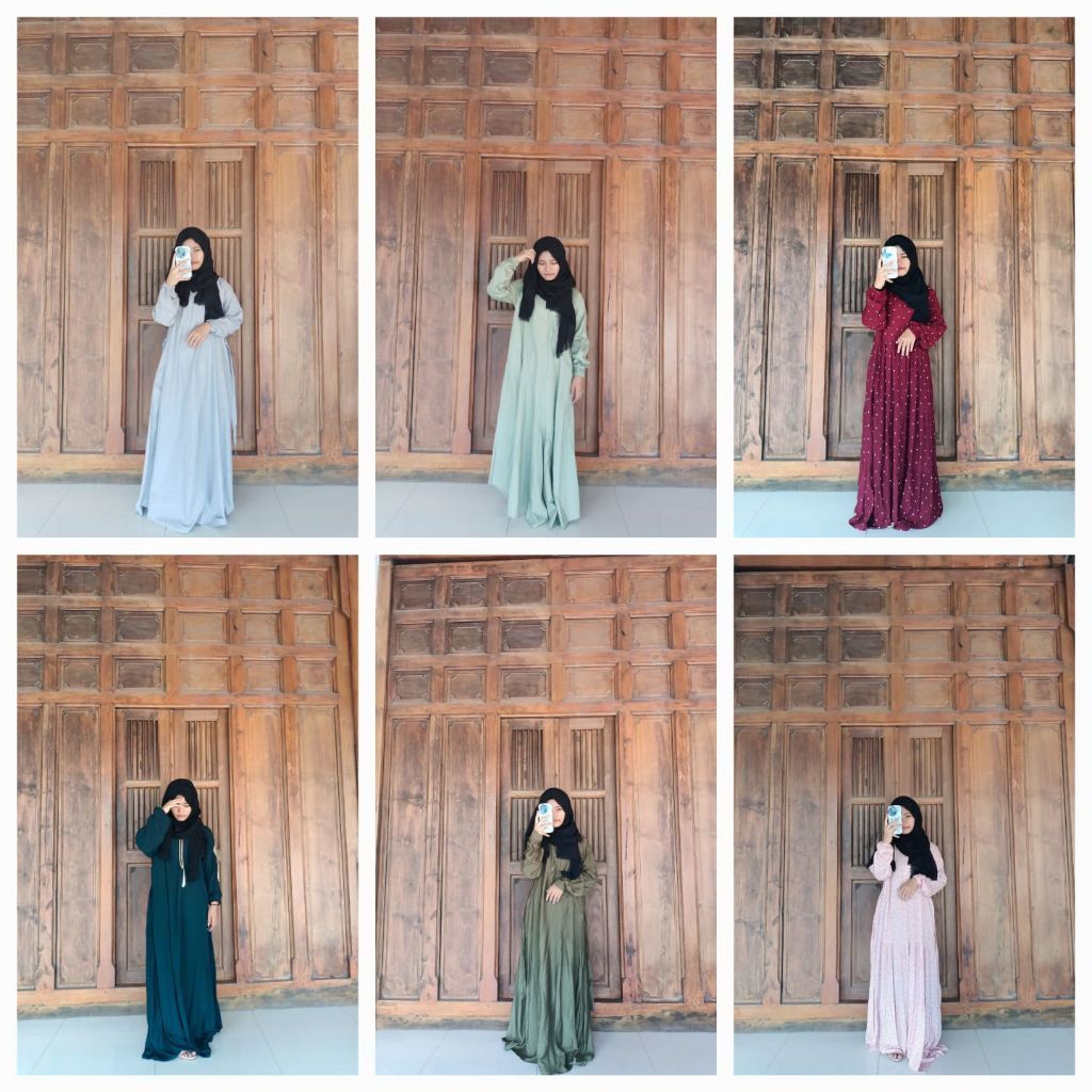 Gamis wanita lengan panjang model longgar muslimah panjang kasual