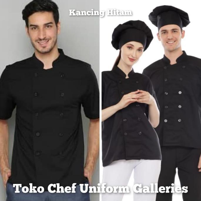 Baju Chef Kancing Hitam