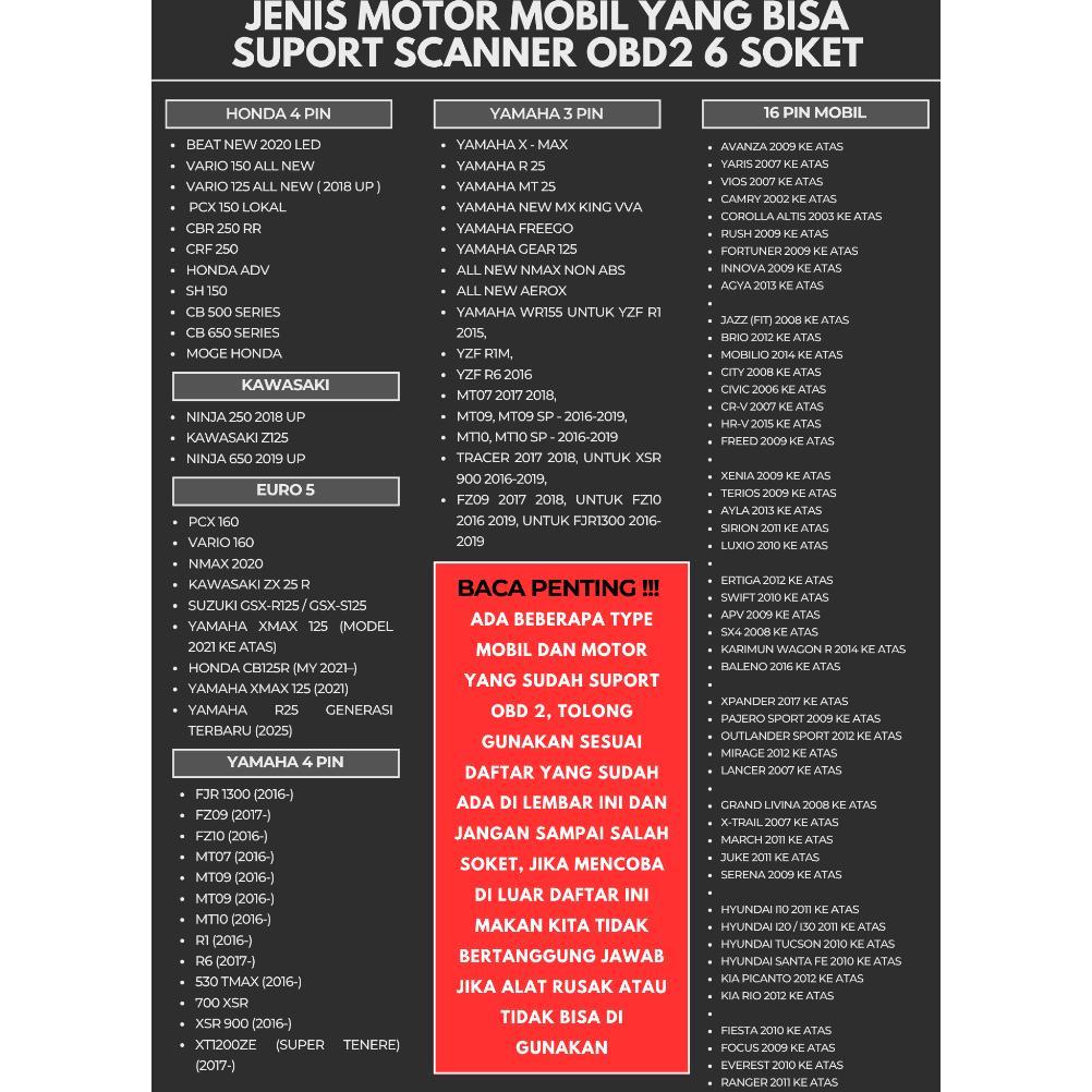 Scanner Motor Yamaha OBD II untuk motor OBD 2 Baru