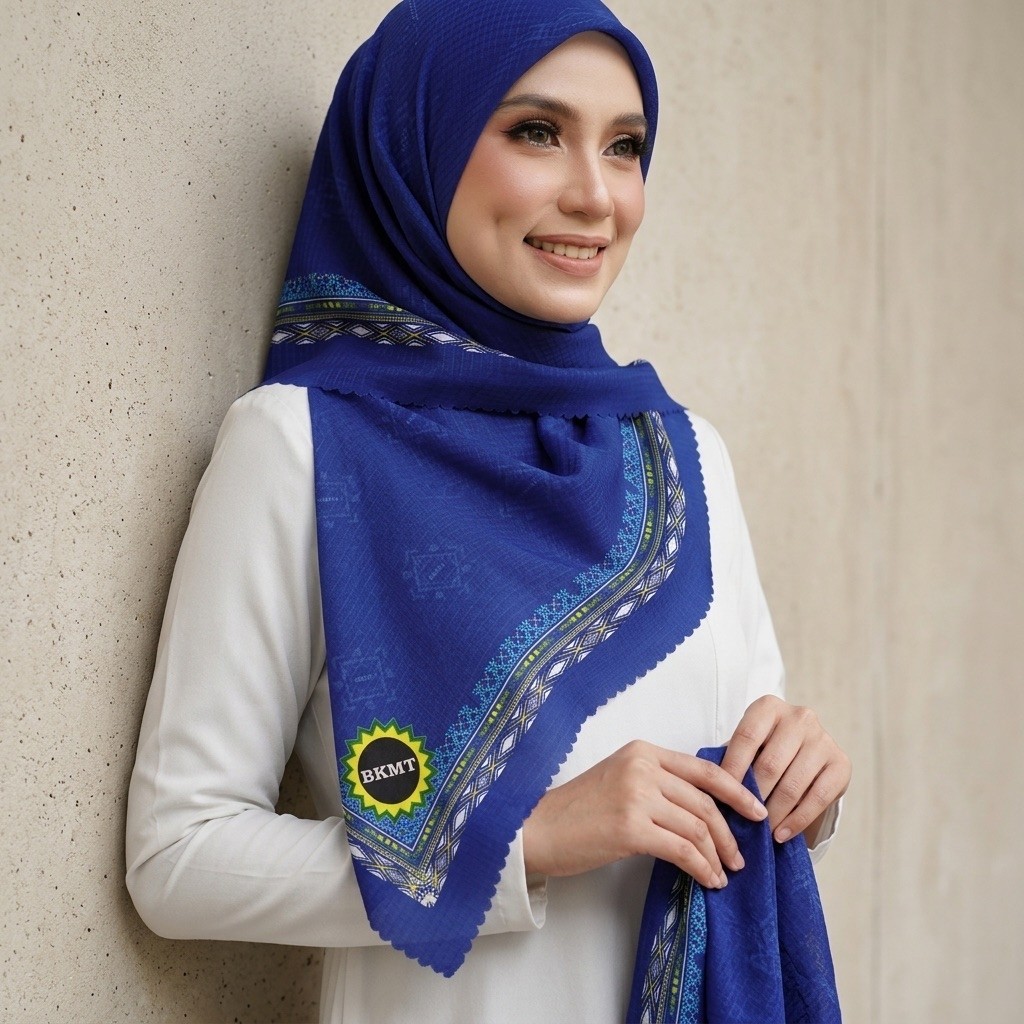 Jilbab BKMT - 014- Hijab Voal Premium Lyvora - Segi Empat Adem, Laser Cut, Zipper Bag