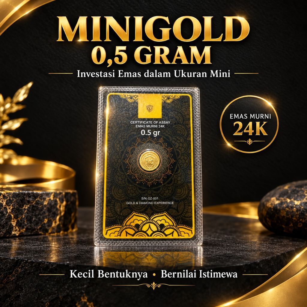 MiniGold 0.5 0,5 Gram Emas Mini Murni Logam Mulia 24 Karat