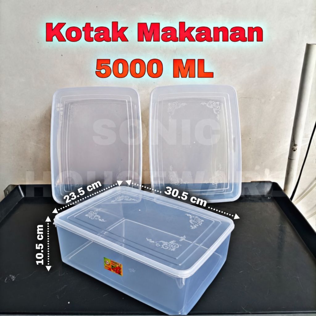 Toples Kotak Makan Makanan Sealware Segi Wadah Food Box 5000 ML Kotak Gecko Reptile Reptil Tutup Ben