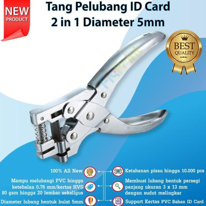 Tang Pelubang ID Card 2 in 1 Diameter 5mm Alat Plong Kertas PVC 5 mm