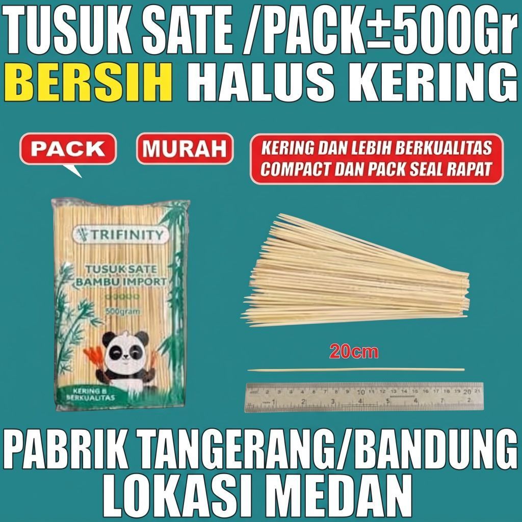 Tusuk Sate / Pack ±500Gr - Bersih Halus Kering | Merek Trifinity | Lokasi Medan