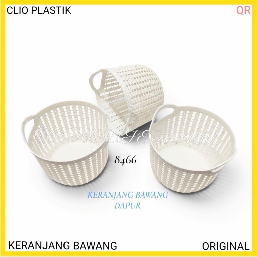 Keranjang Bawang Dapur CLIO PLASTIK 8466 Keranjang Plastik Putih dengan Tangkai