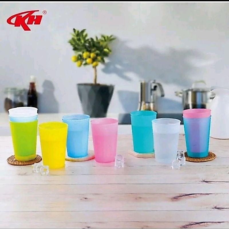 (1 Lusin ) Gelas Plastik Warna Bening Gelas Alaska Warna KH