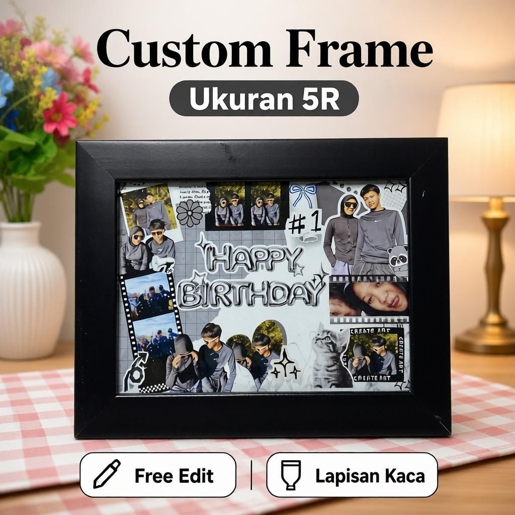WORDGIFT Custom scrapframe aestetik ukuran 5R desain terbaru BINGKAI KADO HADIAH CUSTOM 5R | KADO FA
