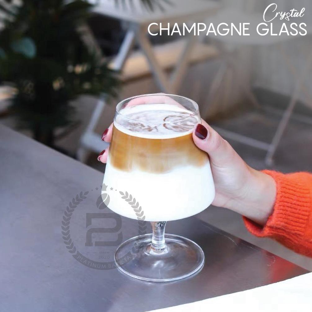 CRYSTAL CHAMPAGNE GLASS GELAS BRANDY KRISTAL 430ML COCKTAIL MOJITO KAKI STEM KACA POLOS SIMPLE WINE 
