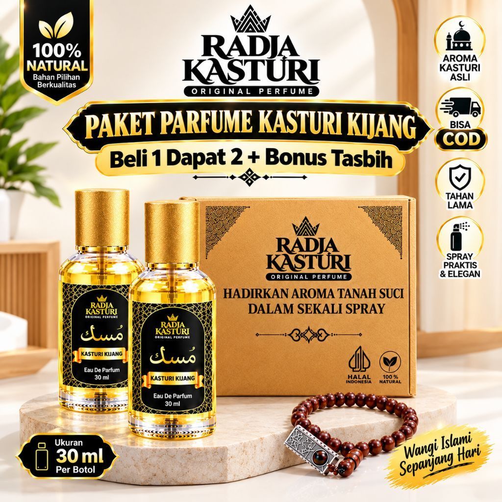 Paket 2 Botol Parfum Minyak Kasturi Spray Untuk Sholat Halal Asli Tahan Lama Wangi Segar Untuk Ibada