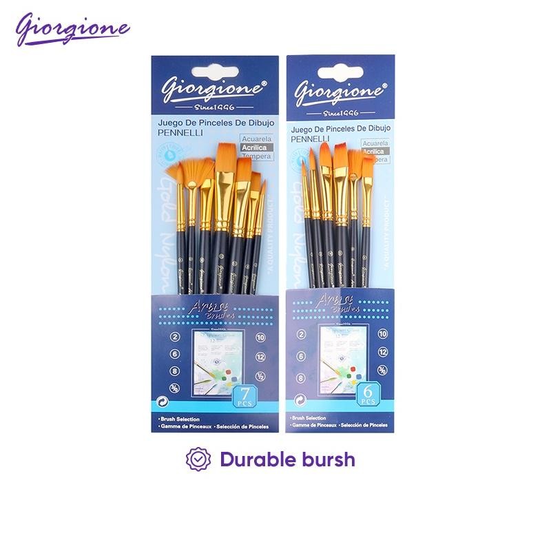 

Promo Giorgione Paint Brush Set Kuas Lukis 3/4/5/6/7 Pcs Nylon Taklon Prermium