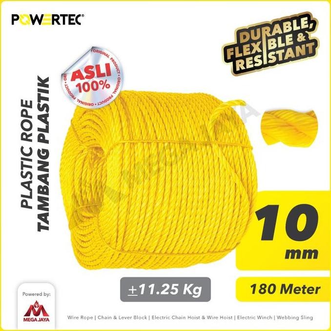 

PROMO DISKON - POWERTEC Tali Tambang Plastik 0mm x 80m Plastic Rope - Kuning