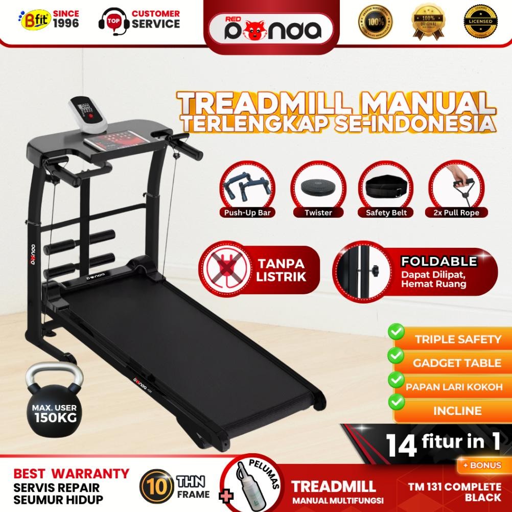 READY (SEMARANG) Treadmill Manual REDPANDA 131 Multifungsi Murah Tanpa Listrik Lipat Portable Low Wa