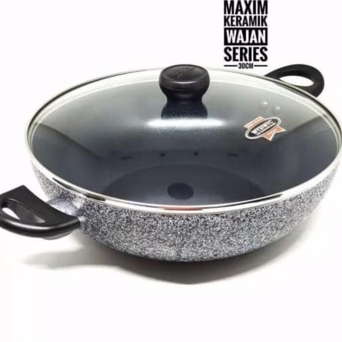 Maxim Neostone Wok Marble Ceramic Wajan Penggorengan Anti Lengket 30
