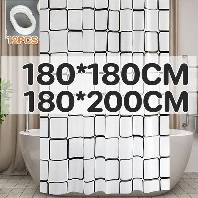 180/200Cm 3D Tirai Kamar Mandi Anti Air Bahan Peva Anti Jamur Tirai Kamar Mandi Bahan Tebal Tirai Ka
