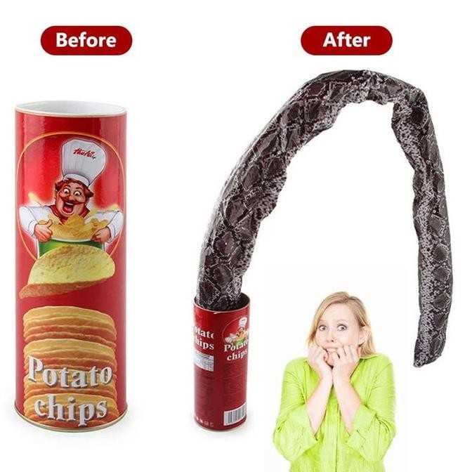 - Snake Potato Chips Prank / Prank Toy / Alat Sulap Prank Chips Snake/Kaleng Ular Palsu April Mop Da