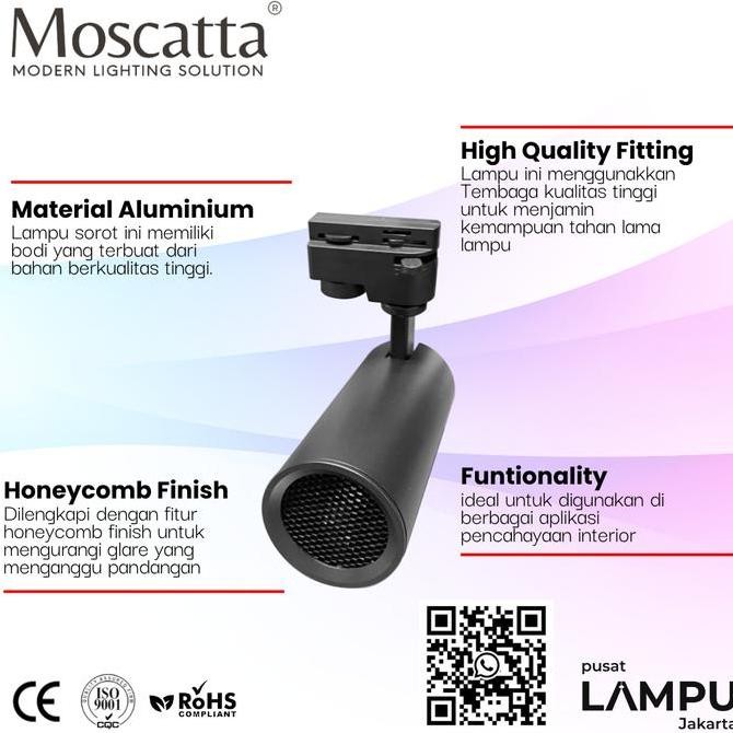 Moscatta Track Light Rell with honeycomb compatible for philips master MR16 + trafo philips