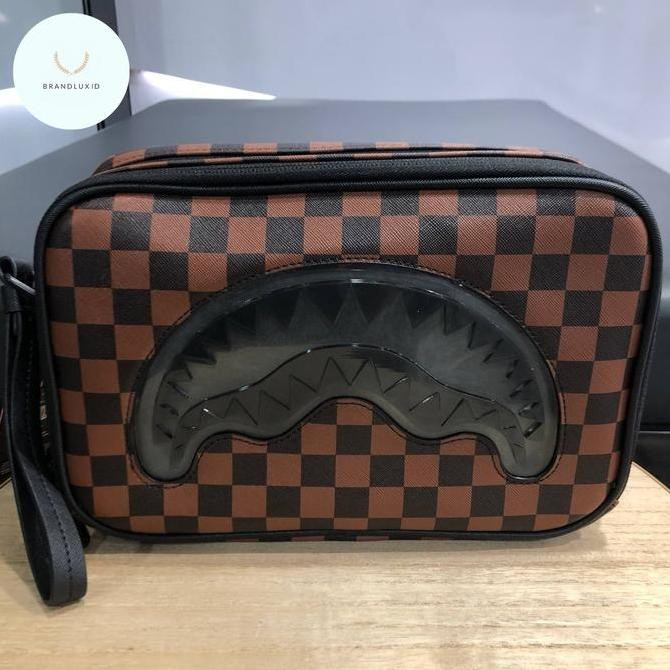 Sprayground Sharks In Paris Clear For Takeoff Toiletry Bag Brown