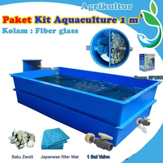 Promo Paket kit Akuakultur / kolam ikan Plus filter / Kolam ikan fiber 1 m3 COD