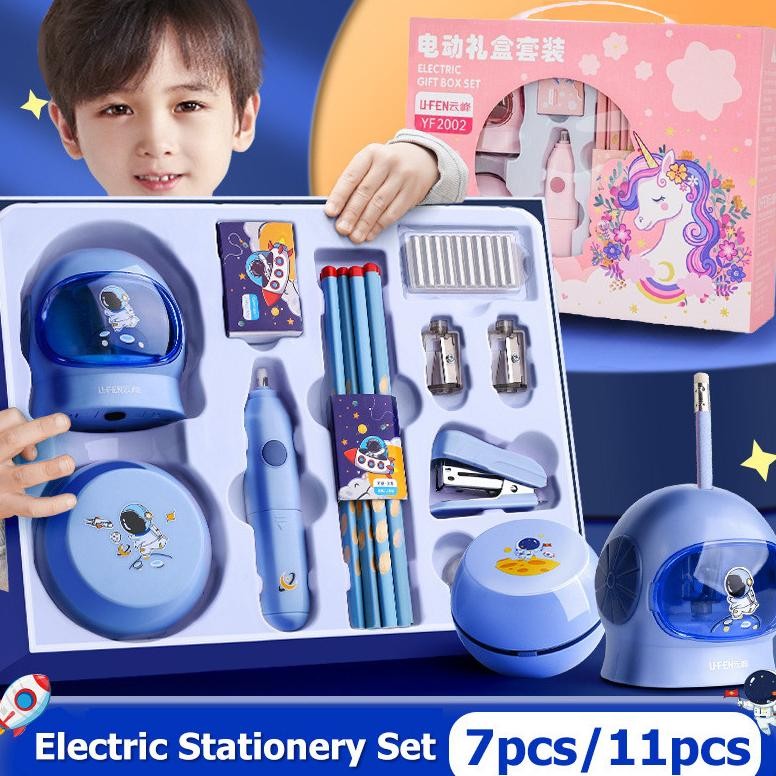 

Electric Stationery Set Set Alat Tulis Elektrik Rautan Penghapus Vacuum Pensil 11 in 1 Anak Perempuan Kado