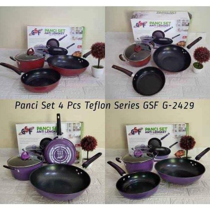 (Terbaru) Panci set anti lengket / Panci set GSF G-2429 / Panci Wajan Set Penggorengan Non Stick Ant