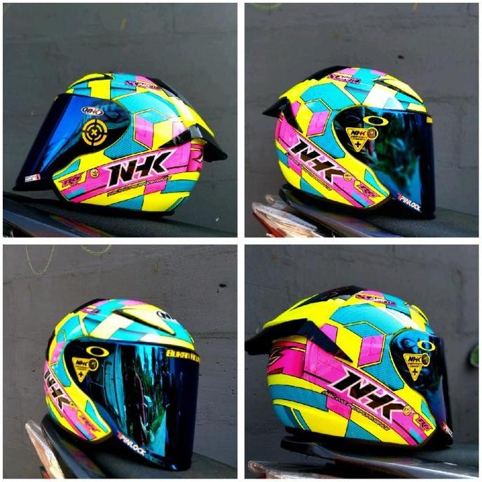 Ready HELM NHK R6 MOTIF CUBE, PAKET GANTENG VENOM VISOR PNP WITH SPOILER DAPAT 2 KACA Helmet