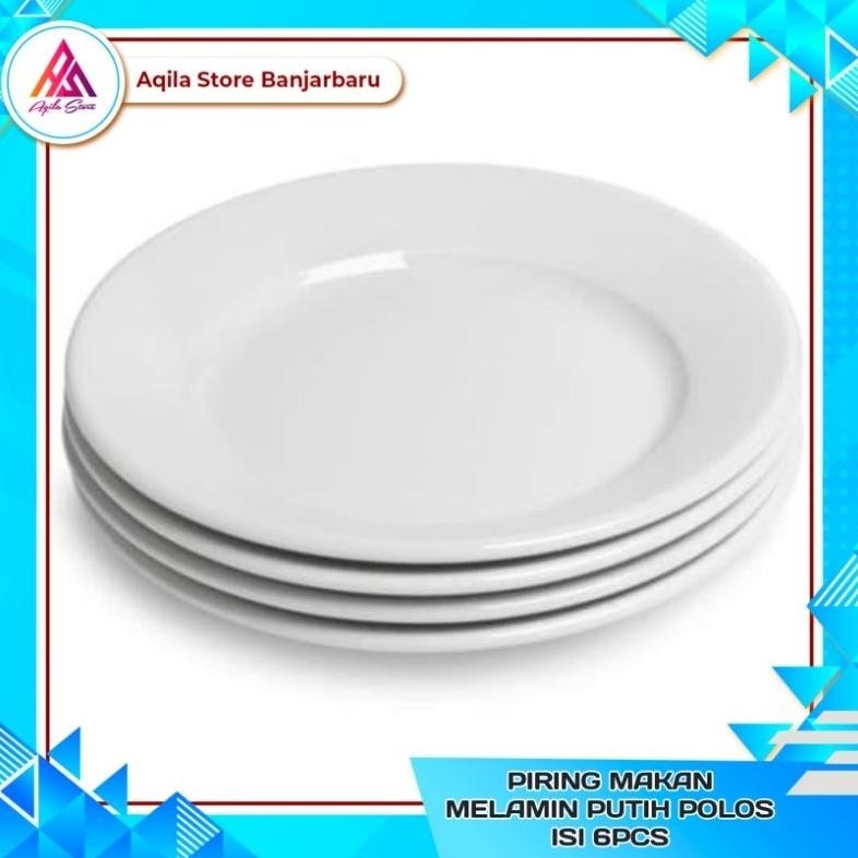 (Terbaru) Piring Makan Melamin Putih Polos Isi 6pcs / Piring Makan 9 Inch Putih Polos / Piring Melam