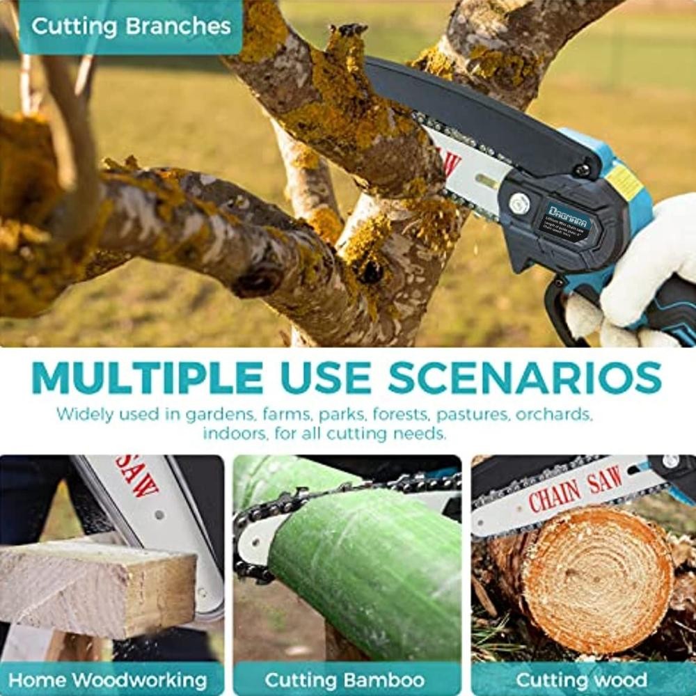 Dagmara Mini Chainsaw 6-Inch, Powerful Cordless Rechargeable Handheld Small Electric Saw Powered By 