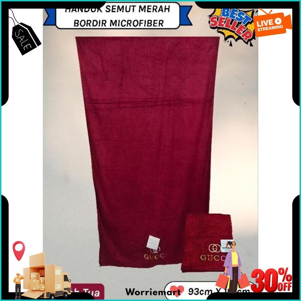 Handuk Mandi Jumbo Bordir Gucci Merk Semut Merah Siap Kirim