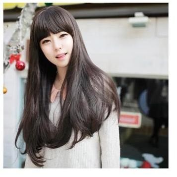 Wig Wanita Rambut Wig Panjang Lurus Poni