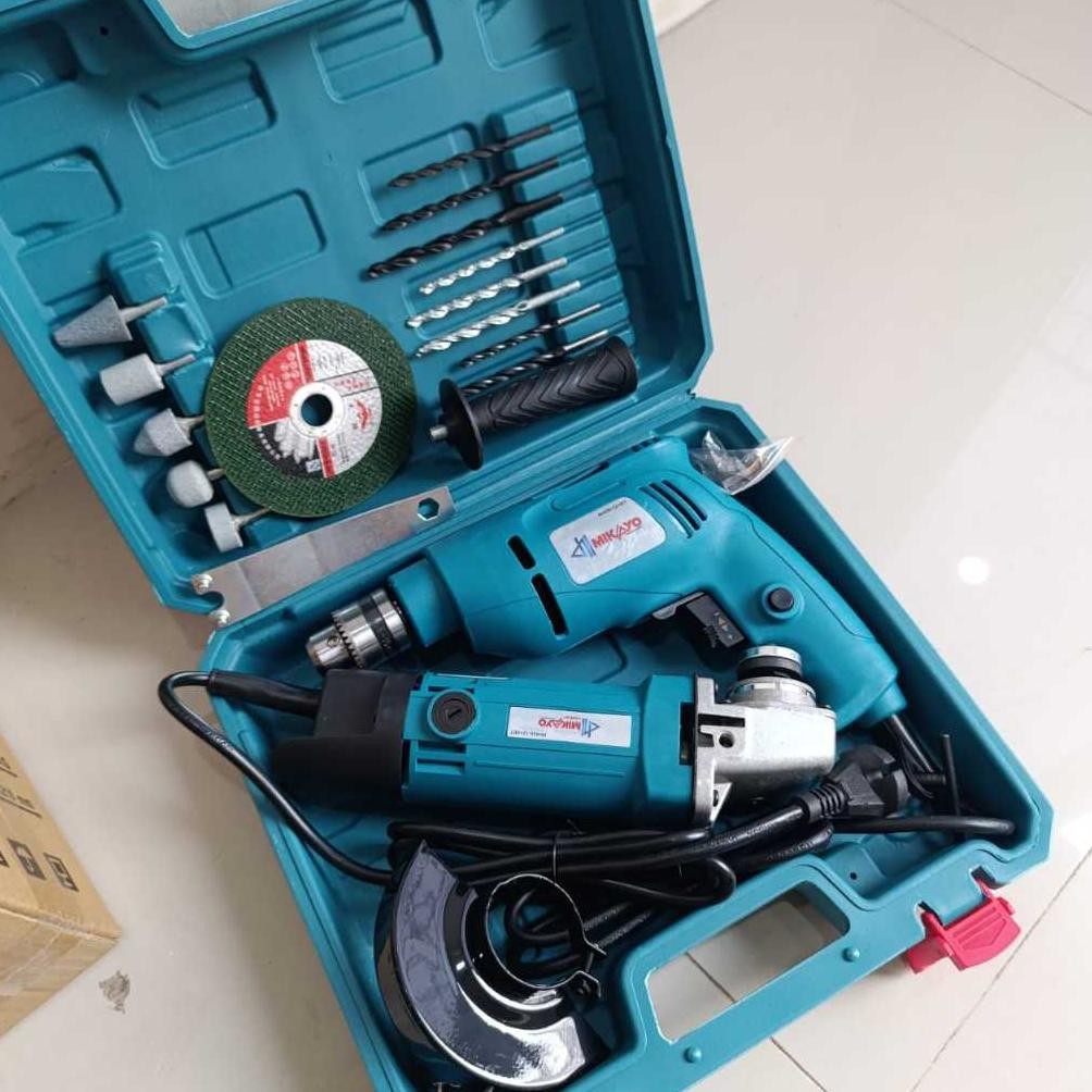 PAKET Mesin Bor listrik 10mm + Gerinda 4Inch [PAKET 2ITEM] Electric Drill 10mm mesin gerinda tangan 