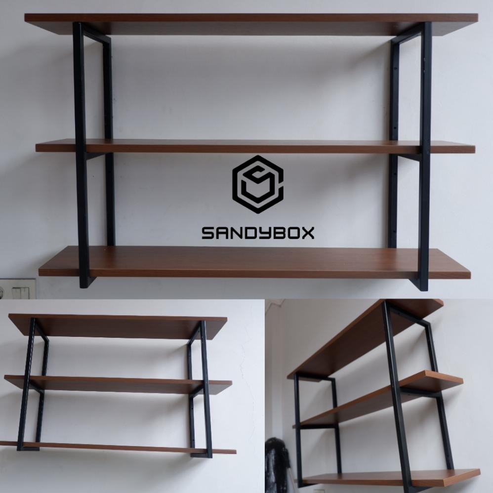 Rak tempel dinding tiga tingkat / ambalan dinding tempel /meja tempel