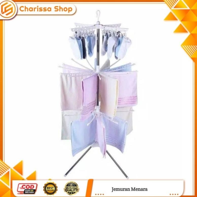 Jemuran Menara / Jemuran Lipat 3 Susun / Jemuran Pakaian Bayi